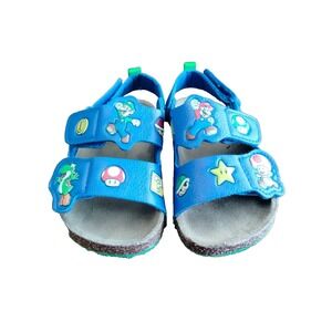 Super Mario Toddler Boys Footbed Sandals Double Strap Open Toe‎ Navy Blue Size 8